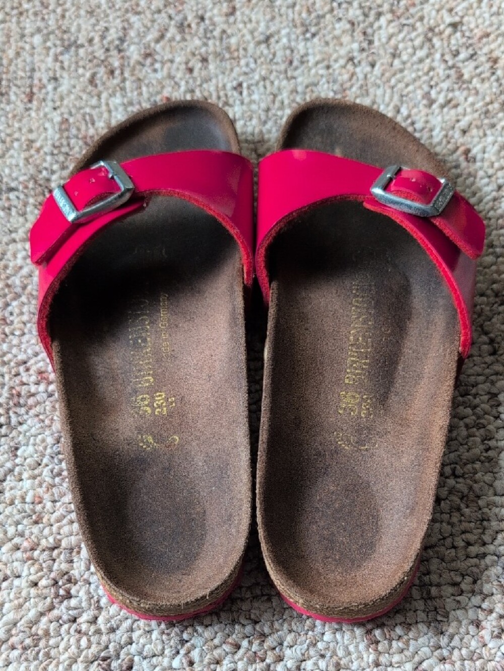 Birkenstock Made In Germany Women's Red Adjustable Slide Sandals Size 36